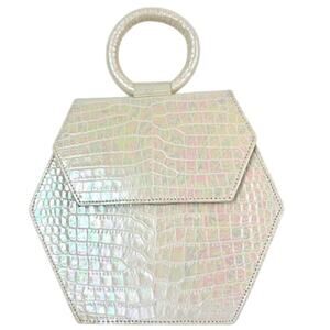 Anima Iris Zaza Hexagon Bag Iridescent Croc Leather Quiet Luxury Purse